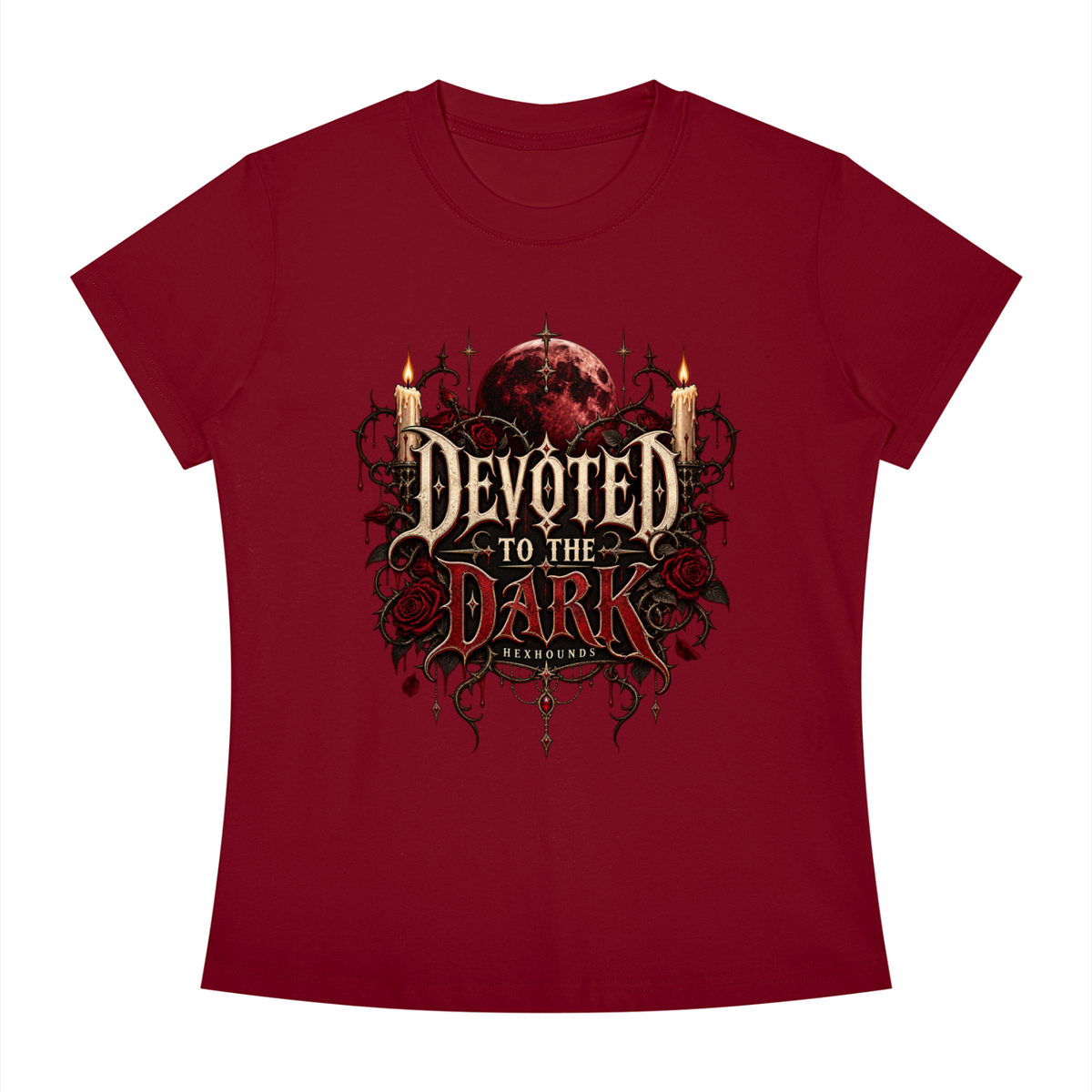 "DEVOTED TO THE DARK" Women's Slim Fit Crewneck T-Shirt