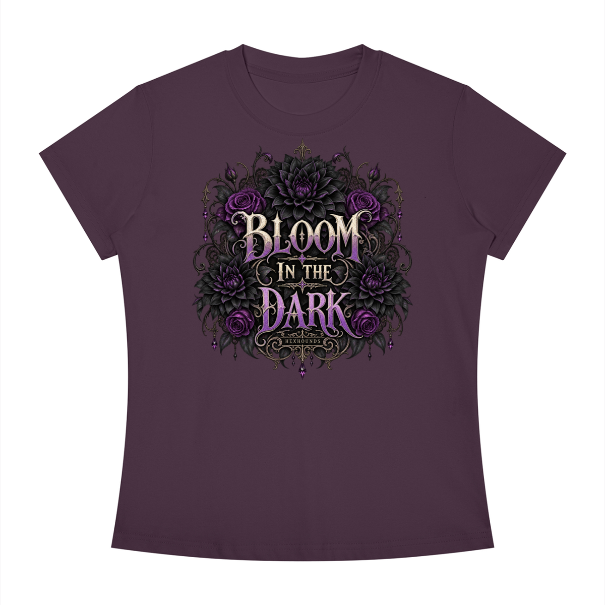 "BLOOM IN THE DARK" Women's Slim Fit Crewneck T-Shirt