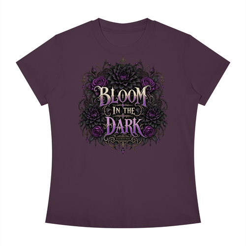 "BLOOM IN THE DARK" Women's Slim Fit Crewneck T-Shirt