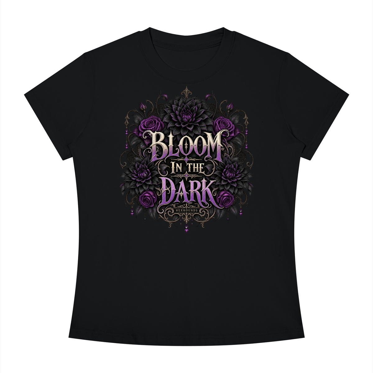 "BLOOM IN THE DARK" Women's Slim Fit Crewneck T-Shirt
