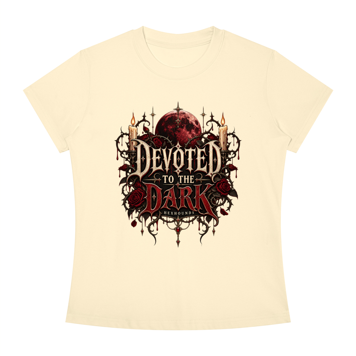 "DEVOTED TO THE DARK" Women's Slim Fit Crewneck T-Shirt