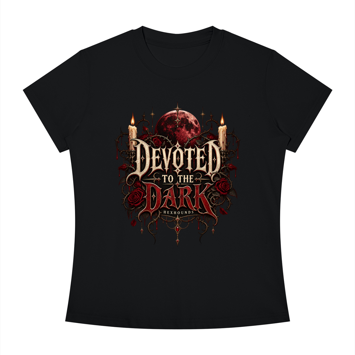"DEVOTED TO THE DARK" Women's Slim Fit Crewneck T-Shirt